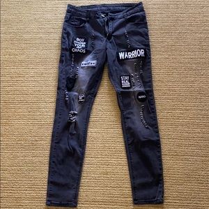 Ripped and patched jeans